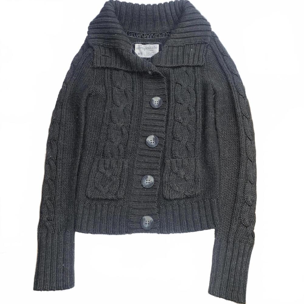 Y2k Chunky Grey Cable Knit Sweater Aeropostale